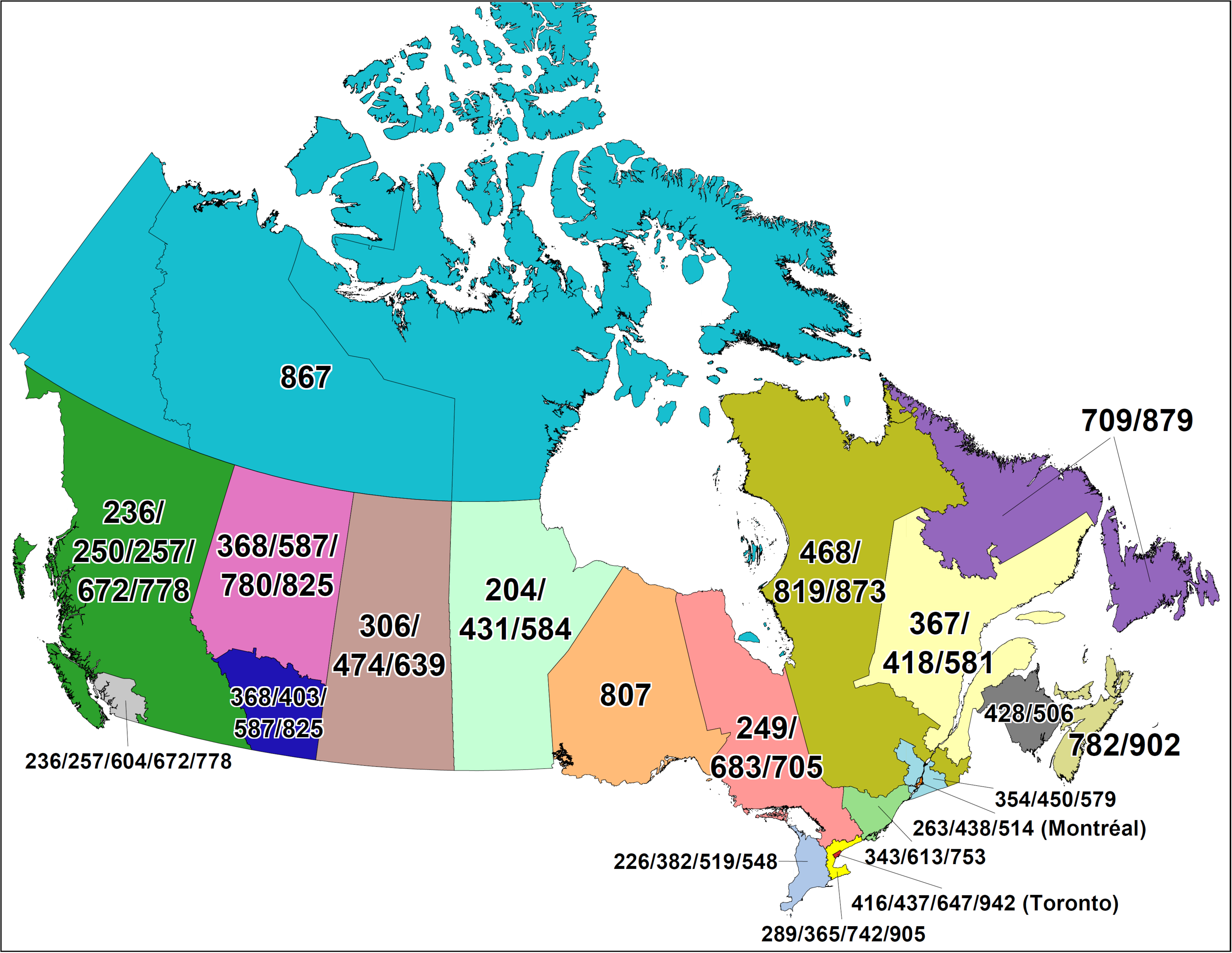 CNA -Canadian Area Code Maps